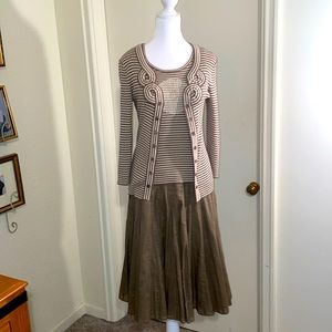 Nic + Zoe 3 piece set Tank, Cardigan (Size Med) and skirt (size 8)